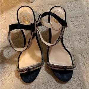 Vince Camino high heels, with gold beading trim.